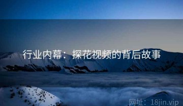 行业内幕：探花视频的背后故事