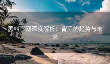 黑料官网深度解析：背后的趋势与未来
